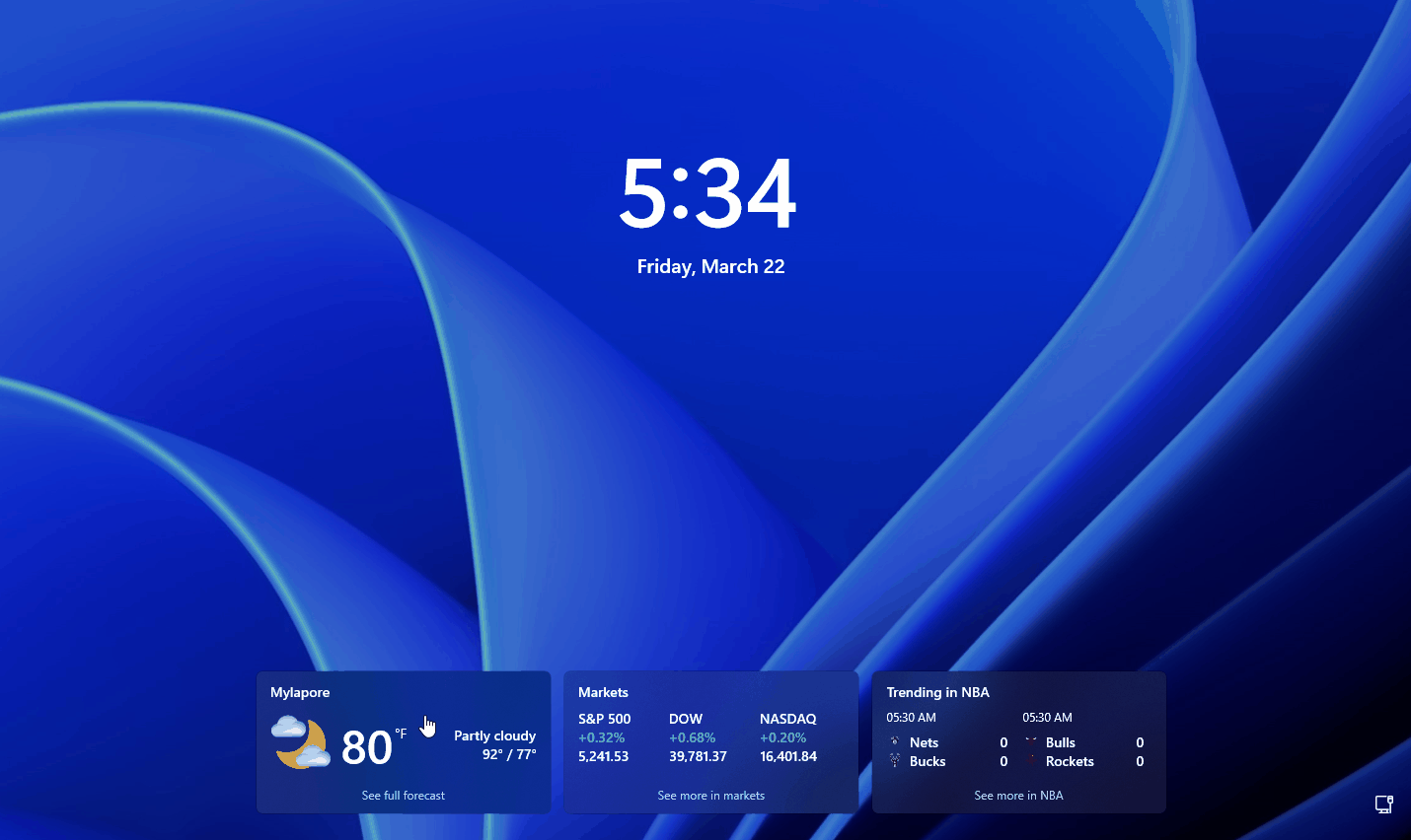 Weather information displayed on the Windows 11 lock screen