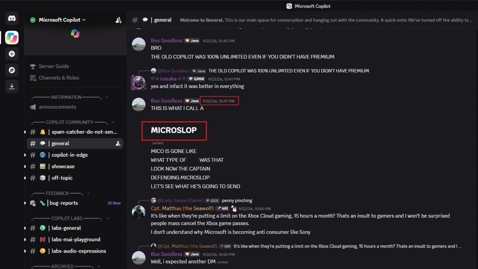 MS removes the Microslop ban from its Copilot Discord server