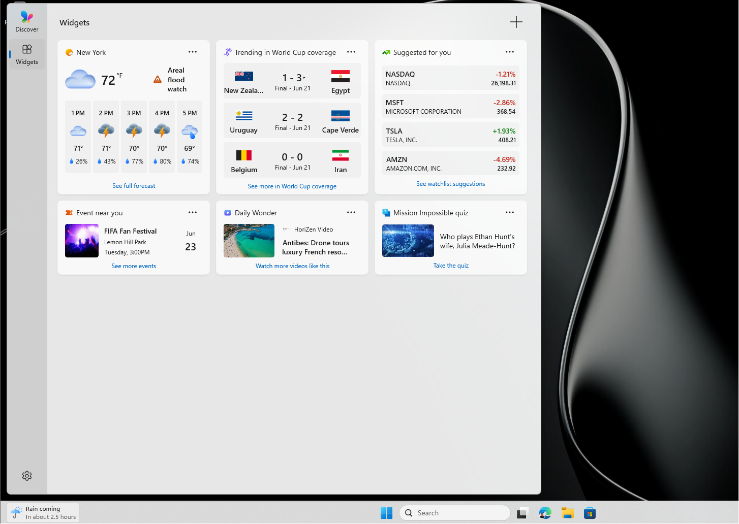 Cleaner Widgets interface in Windows 11