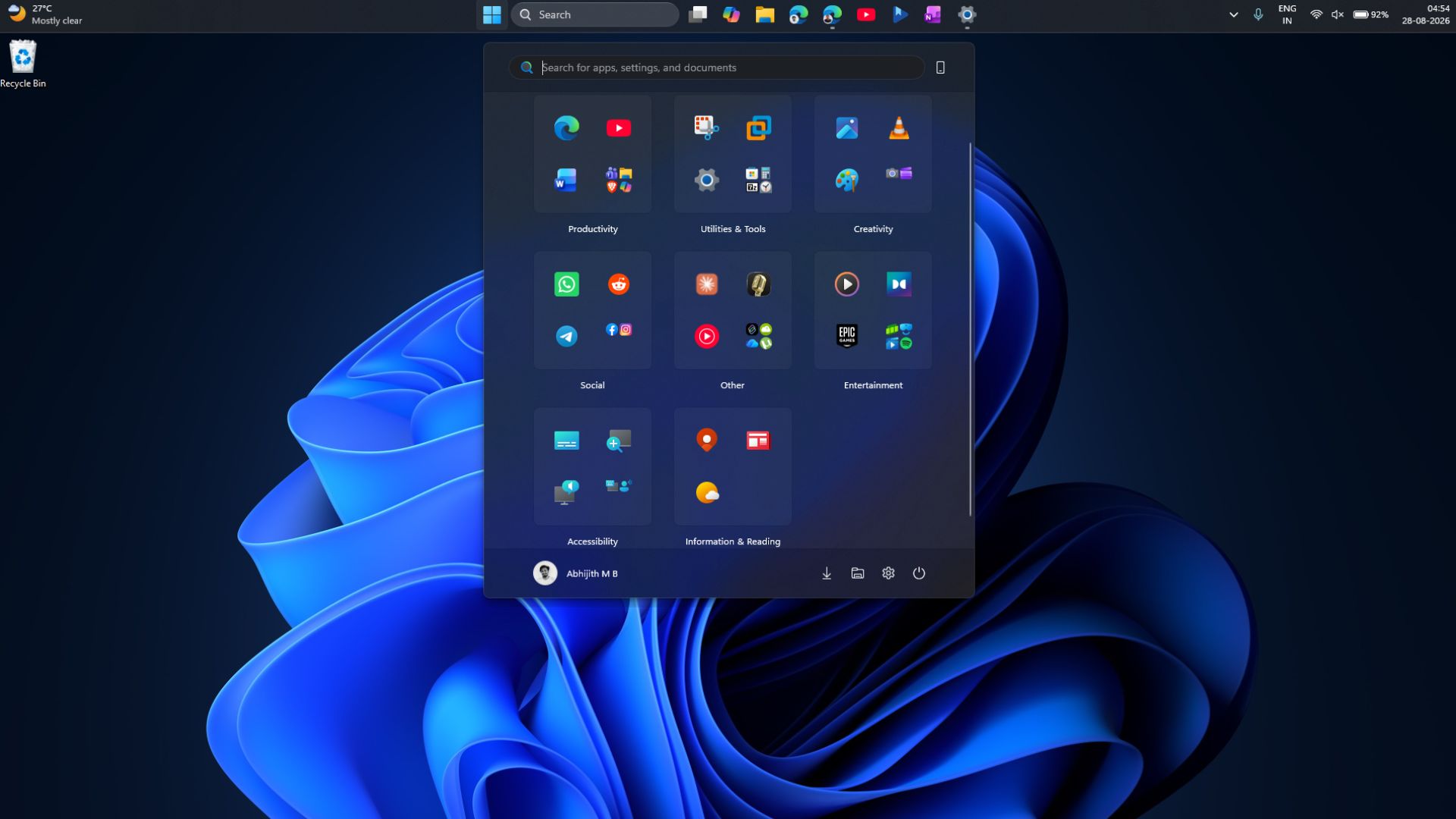 Windows 11 update featuring a movable taskbar, smaller Start menu, and cleaner Search
