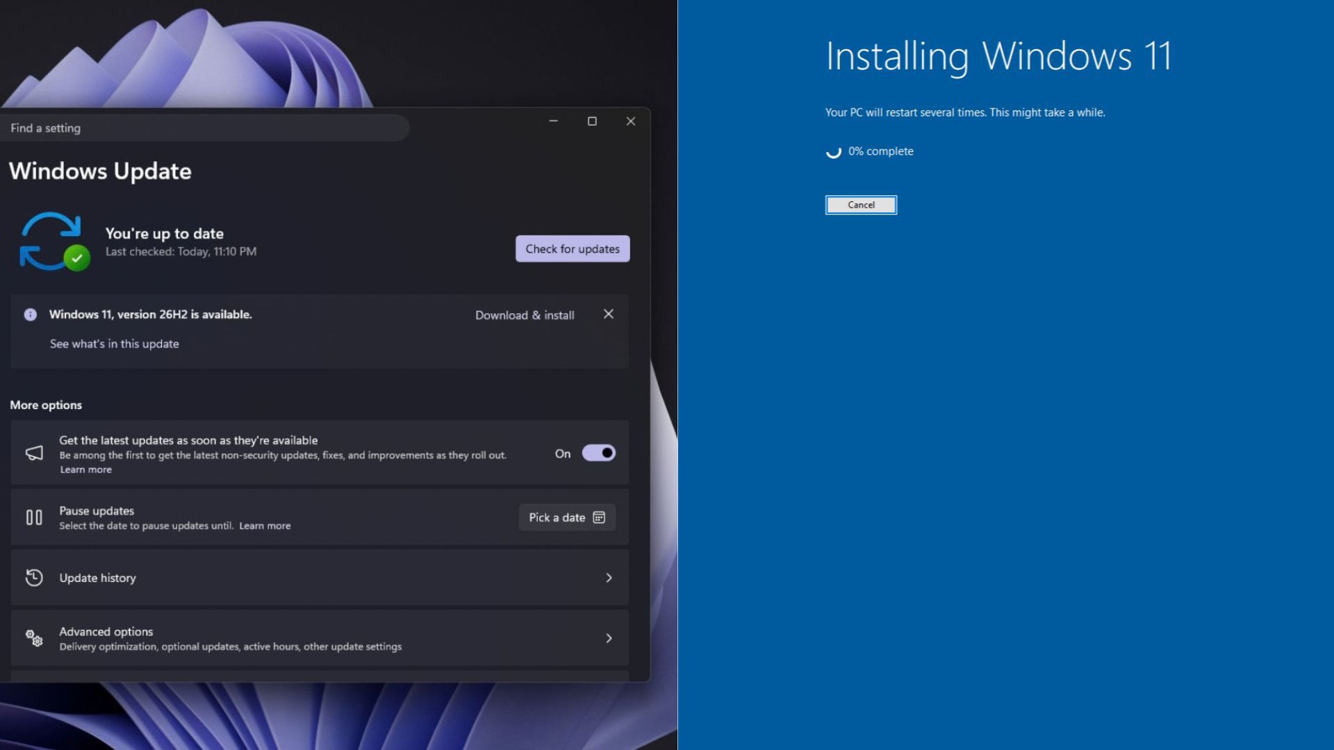 Windows Update upgrade compared with a clean installation