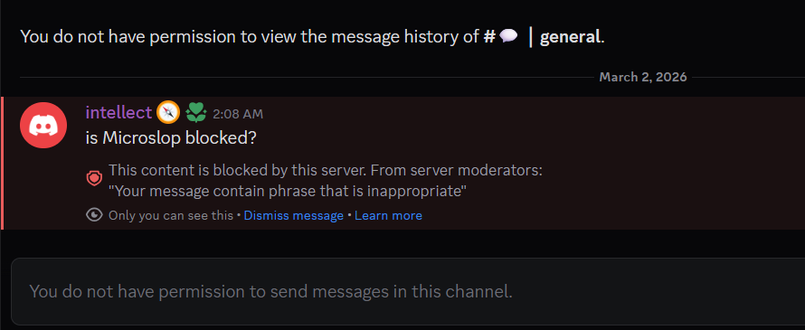 Copilot Community channel with message history unavailable