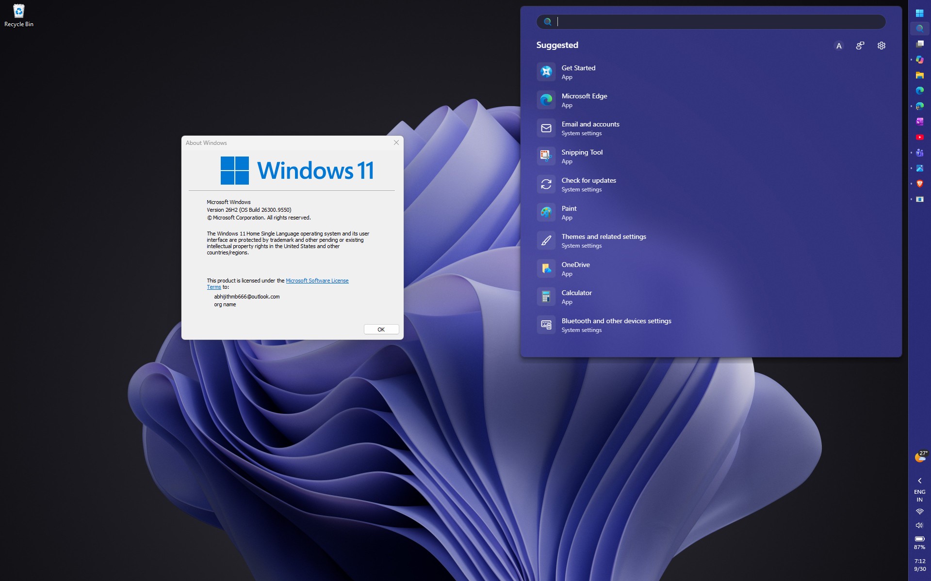 Windows 11 26H2 installed