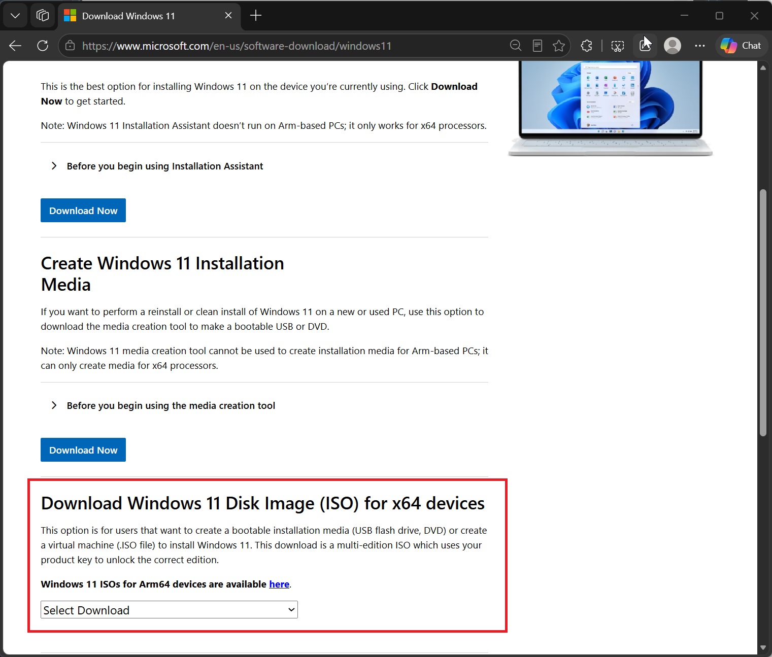 Windows 11 disk image ISO for x64 devices