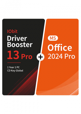 IObit Driver Booster 13 Pro 1 Year 1 PC CD Key Global+MS Office2024 Pro  Pack